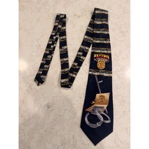 Steven Harris Mens Police Tie Liberty Justice For All Handcuffs Badge Navy Blue
